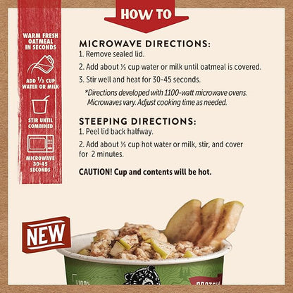 Kodiak Cakes Instant Protein Apple Cinnamon Oatmeal in a Cup, 2.12oz (Pack of 12)