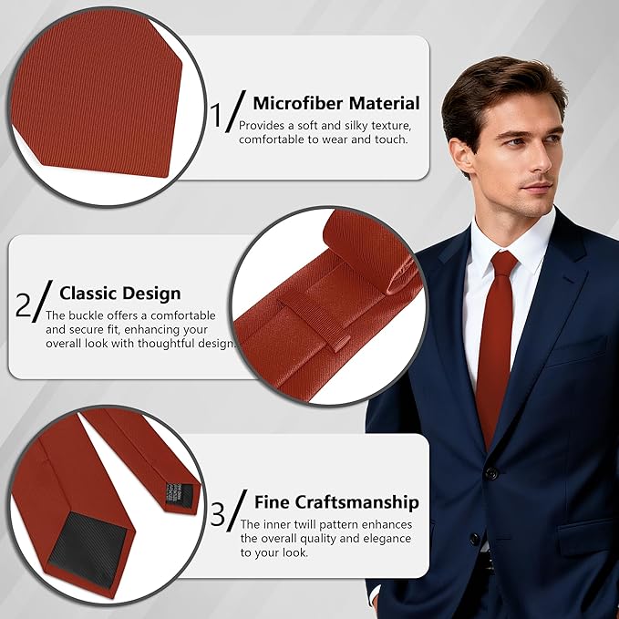 Fineknot Black Ties for Men, Formal Neckties for Men, Solid Color Mens Ties for Business, Wedding, Party, Mens Neck Tie