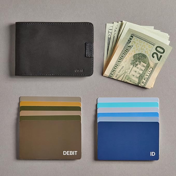 Distil Union Wally Classic RFID Wallet - No ID Window - Slim Bifold Wallet for Men with Money Clip, Premium Leather – Minimalist RFID Card Holder - Holds 12 Cards & 30 Bills - Black