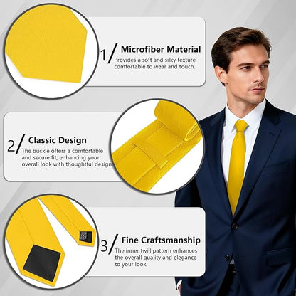 Fineknot Black Ties for Men, Formal Neckties for Men, Solid Color Mens Ties for Business, Wedding, Party, Mens Neck Tie