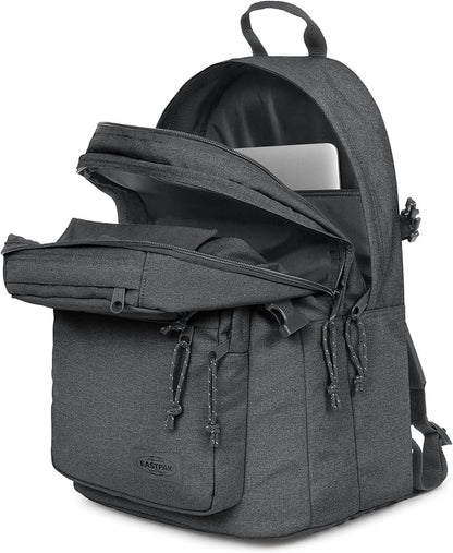 EASTPAK Double Pro – 32L Performance Backpack with 16" Laptop Sleeve, Dual Compartments, Security Pocket, Bottle Holder & Organizer, Black Denim