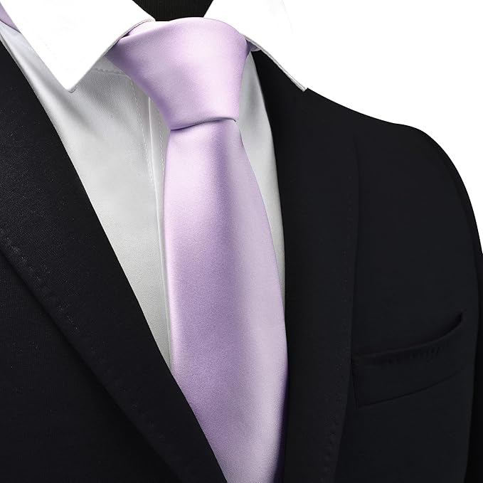 Branduce 3.15"（8cm） Mens Solid Satin Tie Pure Color Necktie for Business and Wedding + Gift Box