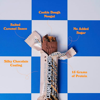 Barebells Protein Bars - Protein Snacks with High Protein - Chocolate Protein Bars - Perfect on The Go Protein Snack & Breakfast Bars (12 Count (Pack of 1), Plant Based - Caramel Choco Chip)
