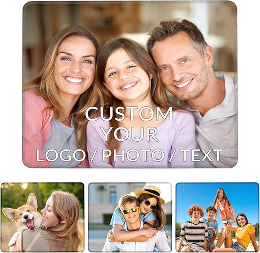 Custom Mouse Pad - Personalized with Your Photo Text Logo - Non-Slip Waterproof Gaming & Computer Desk Mat for Home Office Accessories (7.6"x8.6")