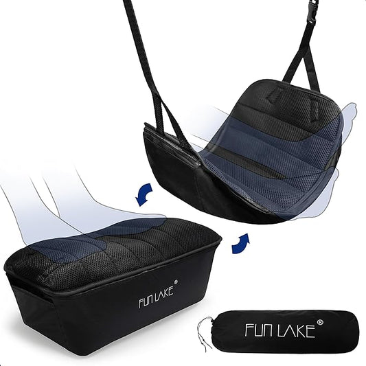 2-in-1 Airplane Footrest Pillow - Inflatable Travel Foot Hammock & Cushioned Foot Pad for Ultimate Comfort on Flights, Travel Accessories, Portable Foot Rest for Flights