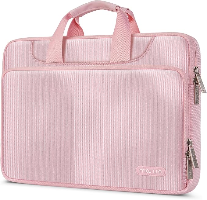 MOSISO 360 Protective Laptop Sleeve Compatible with MacBook Pro 16 inch 2024-2019 M4 M3 M2 M1/Air 15 M3 M2/Pro Retina 15, 15-15.6 inch Notebook Computer, Matching Color Sleeve Bag with Belt, Pink