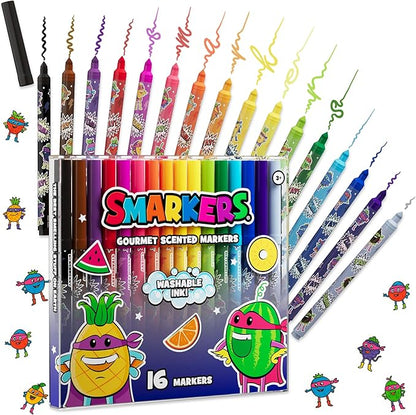 Smarkers - Washable Patented Gourmet Scented Markers, Assorted Colors, Standard Point Felt Tip, 16 Count