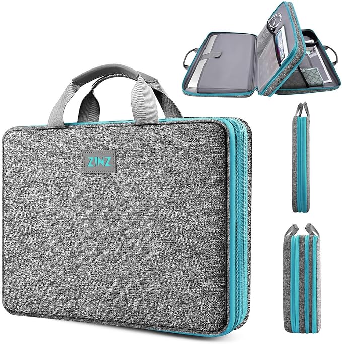 ZINZ Laptop Case 15 15.6 16 inch Sleeve, Expandable Computer Hand Bag with Multi-pockets Compatible with MacBook Pro 16 inch M4/M3/M2/M1, MacBook Air/Pro 15 inch and 15-16 inch Notebooks，DG01BL01