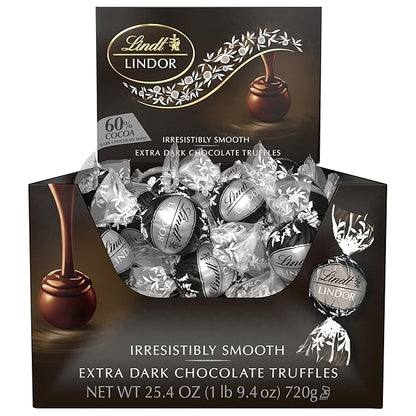 Lindt LINDOR 60% Dark Chocolate Truffles, Dark Chocolate Candy with Smooth, Melting Truffle Center, 25.4 oz., 60 Count