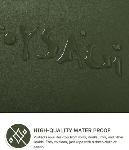 YSAGi Non-Slip Leather Desk Pad, Waterproof Laptop Computer Desk Keyboard Mat, Table Protector Blotter Mat, Large Mouse Pad for Office/Work/Home/Decor(Olive Green, 23.6" x 13.7")