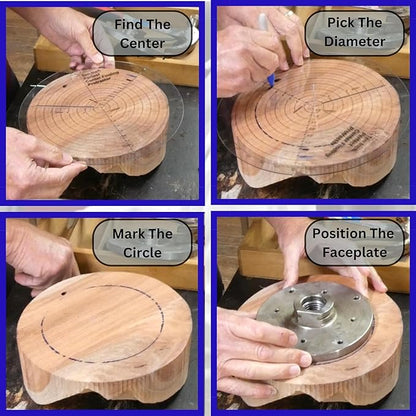 clearly printed 350mm circle center finder tool, protractor, and circle maker tool and compass for woodworking and wood turning. Find the center of timber or dowel with our center finder ruler.