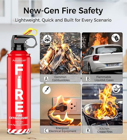 2-Pack Fire Extinguisher for Home, Kitchen, Car, and Grill with Mounting Bracket– Extinguishing Spray, Compact A, B, C, K – Eco-Friendly, Prevents Reignition.