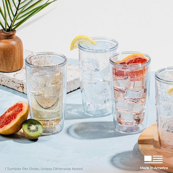 Tervis Crystal Clear Tabletop Made in USA Double Walled Insulated Tumbler Travel Cup Keeps Drinks Cold & Hot, 16oz - 4pk, Classic