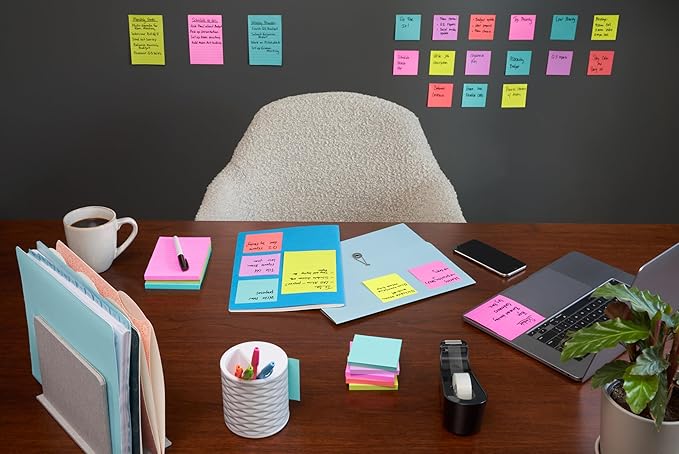 Post-it Super Sticky Notes, 24 Sticky Note Pads, 3 x 3 in., School Supplies, Office Products, 2X The Sticking Power, Supernova Neons Collection (Pack of 8)