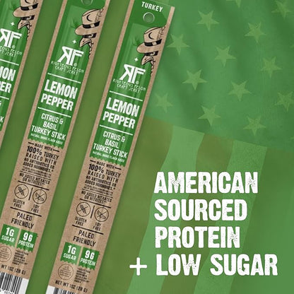 Righteous Felon Meat Sticks | 100% Turkey Sticks | Gluten Free & Keto Meat Sticks | Low Sugar & High Protein Turkey Sticks | Healthy Snack for Adults | Jerky Gifts for Men | Lemon Pepper, 24 Pack