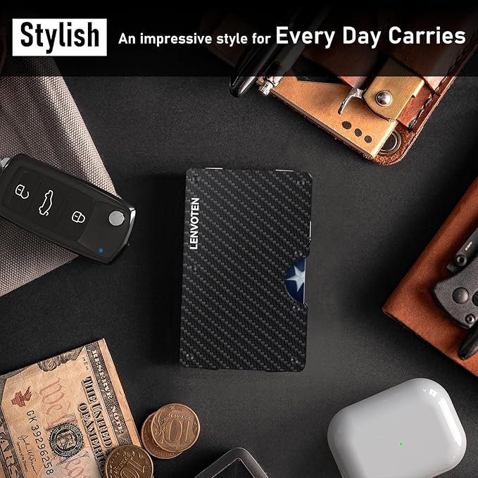 Upgraded Hinged Minimalist Wallet for Men | Slim Metal RFID Blocking Wallet | Credit Card Holder & Money Clip Holds 20 Cards | Premium Scratch-Resistant Finish | Ideal Gift for Men