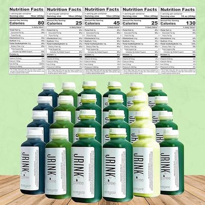 JRINK by Purée Advance Juice Cleanse,Cold Pressed Detox Drink with Organic 4 Day-Healthy Vegetable and Fruit Juice, Frozen Pressed Juice Cleanse, 24 Bottles, 16oz Each