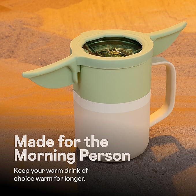 Corkcicle Classic Coffee Mug - Triple Insulated Stainless Steel for Travel - Shatter-Proof Lid - Keeps Drink Hot Over 3 Hours - Holiday Mug Gift - Great for Gifting Warmth - 16 oz - Grogu