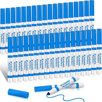 Janlaugh 36 Pcs Light Blue Washable Markers Bulk Coloring Broad Line Markers for Kids Light Blue Conical Tip Drawing Pen for School Travel Art Baby Shower Gender Reveal Party Supplies, Ages 6+