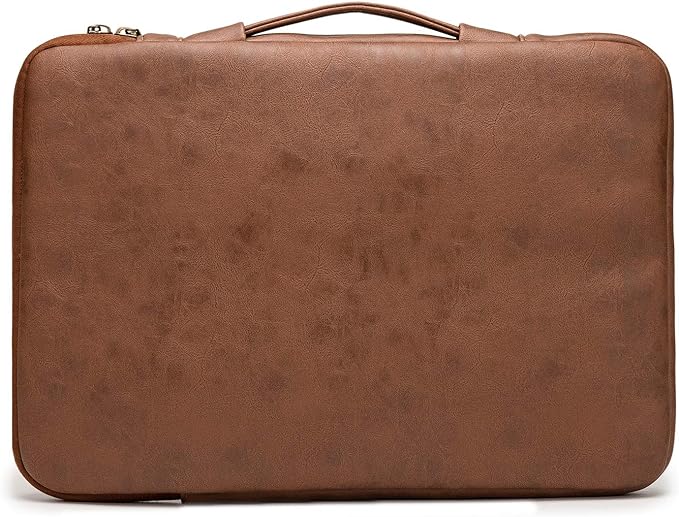 Kinmac 360° Protective Laptop Sleeve Case Bag Cover with Handle for MacBook Pro 16 inch,16 inch HP,Lenovo,Dell,ASUS,Acer Ultrabook and Business Laptop (Coffee PU)