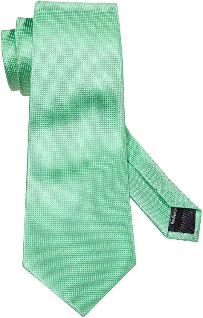 Barry.Wang Tie Sets for Men Silk Solid Necktie Stain Ties Handkerchief Pocket Square Cufflinks Wedding Business Dyed