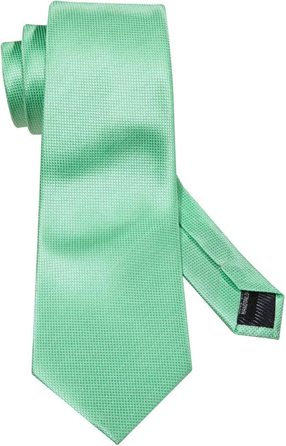 Barry.Wang Tie Sets for Men Silk Solid Necktie Stain Ties Handkerchief Pocket Square Cufflinks Wedding Business Dyed