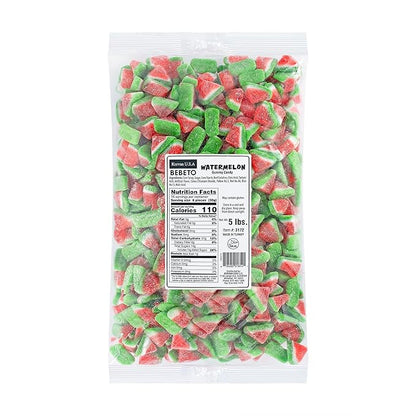 Kervan Candy Bebeto Watermelon Slices - Fruity, Soft, Sweet & Sour Gummy Candy Bulk for Kids, Gift Snacks and Parties - Watermelon Slice Gummies Big Party Size Bag (5 lbs)
