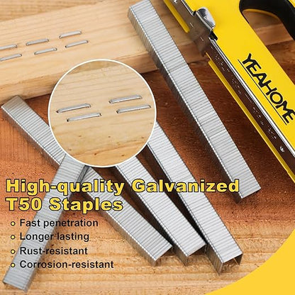 YEAHOME Heavy Duty Staples, 2000 Counts 5/16 inch T50 Staples, 20 Gauge Galvanized 3/8 Inch Crown Upholstery Staple for Pneumatic, Electric T50 Staple Gun