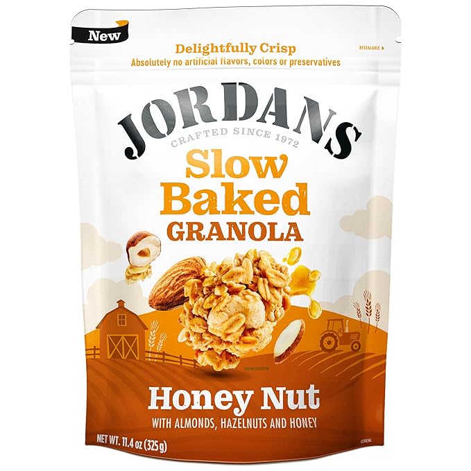 Jordans Slow Baked Granola | Honey Nut Slow-baked Granola with Almonds, Hazelnuts and Honey | No Artificial Flavors, Colors, or Preservatives, 11.4 oz (Pack of 3)