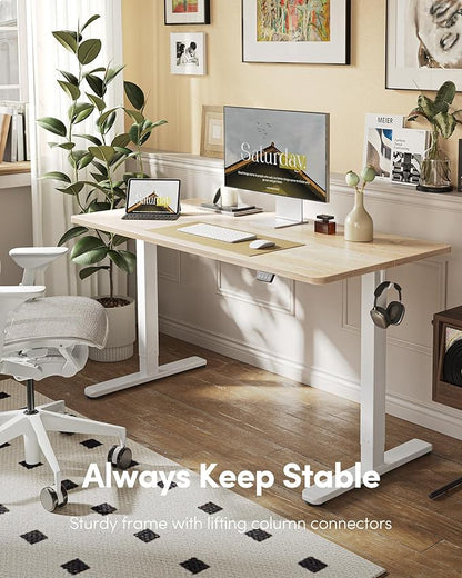 FEZIBO Electric Standing Desk, Height Adjustable Stand up Desk, 40 x 24 Inches Sit Stand Home Office Desk, Computer Desk, Maple