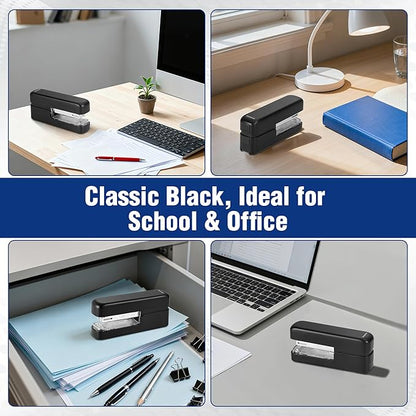 WORKPRO 2-in-1 Stapler with Staples & Staple Remover, 40 Sheet Capacity, Flat Clinch Design, Storage Space, Includes 2000 Standard Staples - Non-Slip Office Stapler for Desk, Classroom, Black