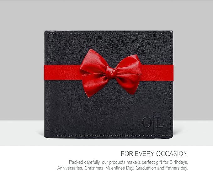 Oak Leathers Slim Leather Wallet for Men - RFID Wallets Credit Card Holder Ultra Thin Gift for Mens, Front Pocket Minimalist Design