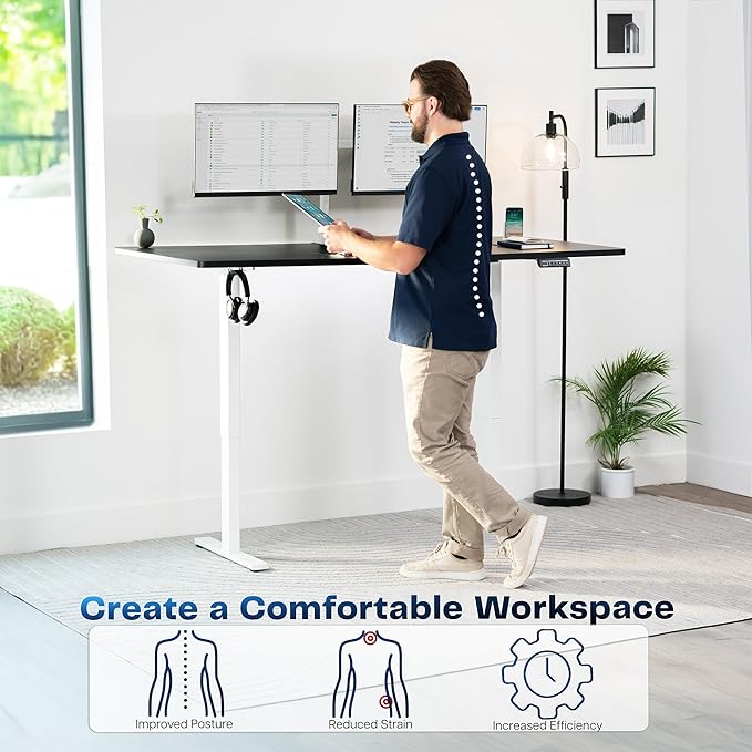 VIVO Electric 71 x 36 in Standing Desk, Memory Height Adjustment, 1B Series, Black Top White Frame, DESK-KIT-1W7B-36