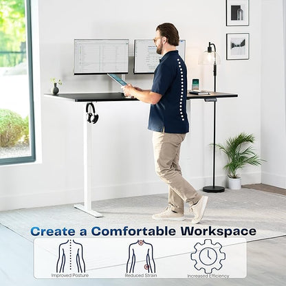 VIVO Electric 71 x 36 in Standing Desk, Memory Height Adjustment, 1B Series, Black Top White Frame, DESK-KIT-1W7B-36