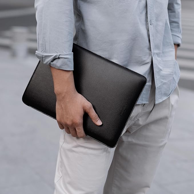 Comfyable Laptop Sleeve 14 Inch Precisely Compatible with MacBook Pro M4 M3 M2 M1 Pro/Max 2024, Faux Leather Cover Case 14 in, Black