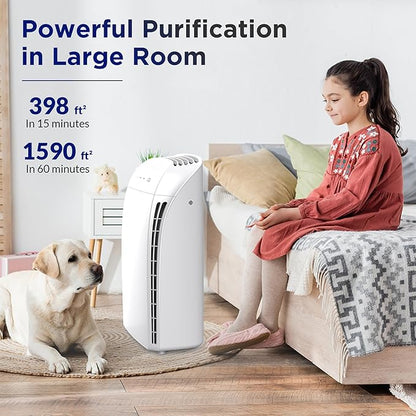 Membrane Solutions MSA3 Air Purifier for Home, Room Up to 1590 sq ft. H13 True HEPA Filter Air Purifier for Bedroom 22db, 100% Ozone Free Air Cleaner for Smoke, Pet Odor Remove 99.97% Allergens, Dust