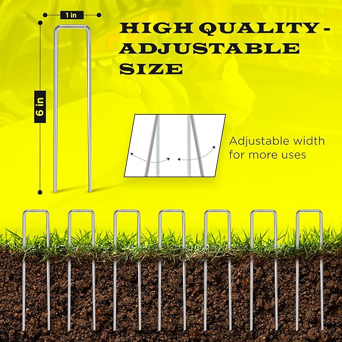 75 Pack x 6 Inch Landscape Staples Galvanised, Fabric Pins, 11 Gauge, Garden Staples, Tent Stakes, Fabric Pins for Lawn, Fence, Tent, Decoration, Weed Barrier, Outdoor. (75 x 6in)