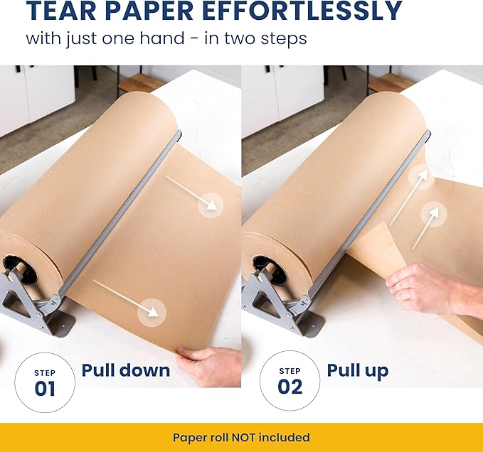 DIY Crew 36 Inch Paper Roll Dispenser and Cutter - Heavy-Duty Wall Mountable, Non Slip Tabletop - Kraft, Freezer, Butcher Paper - Up to 1000ft Rolls