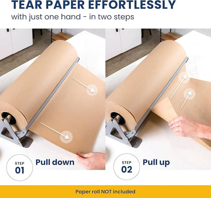 DIY Crew 36 Inch Paper Roll Dispenser and Cutter - Heavy-Duty Wall Mountable, Non Slip Tabletop - Kraft, Freezer, Butcher Paper - Up to 1000ft Rolls