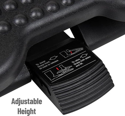 Mind Reader Foot Rest, Under Desk at Work, Ergonomic, Height Adjustable, Office, Plastic, 17" L x 13" W x 6.25" H, Set of 2, Black