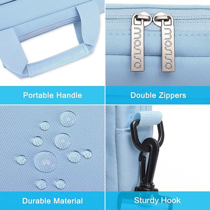 MOSISO Laptop Shoulder Bag 15.6 inch, 15-15.6 inch Computer Bag Compatible with MacBook Pro 16 inch, HP, Dell, Lenovo, Notebook with 2 Raised&1 Flapover&1 Horizontal Pocket&Handle&Belt, Airy Blue