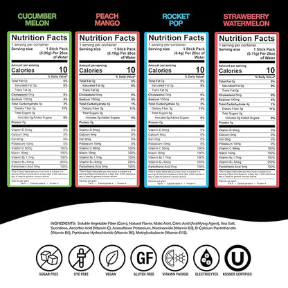 Devotion Nutrition HydroFLEX Water Flavoring Packets – Sugar-Free Hydration with Vitamins & Electrolytes – Dye-Free, Gluten-Free (4-Flavor Refresher Variety Pack) 12-Pack Drink Mix