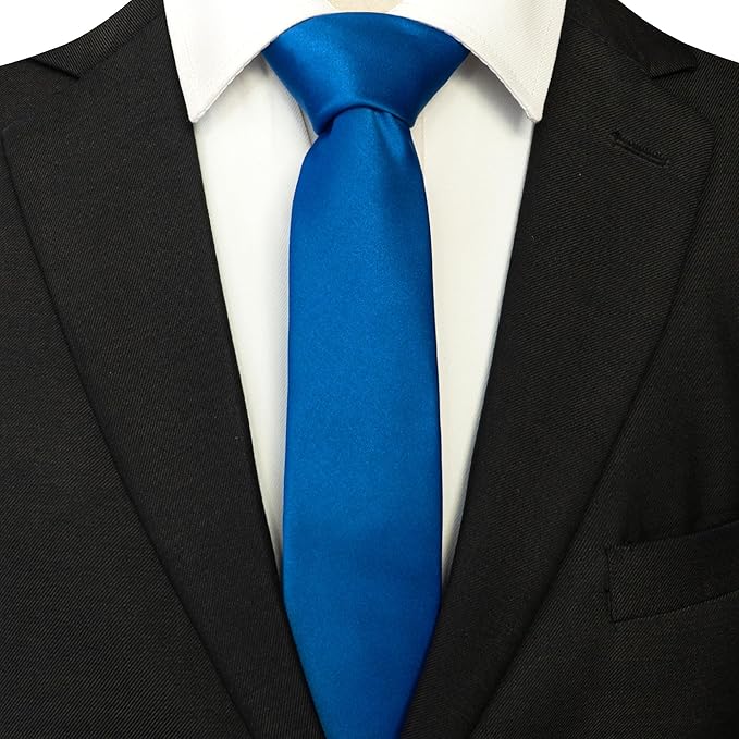 RBOCOTT 2.4“ Solid Color Skinny Tie Business Wedding Necktie for Men(6cm)