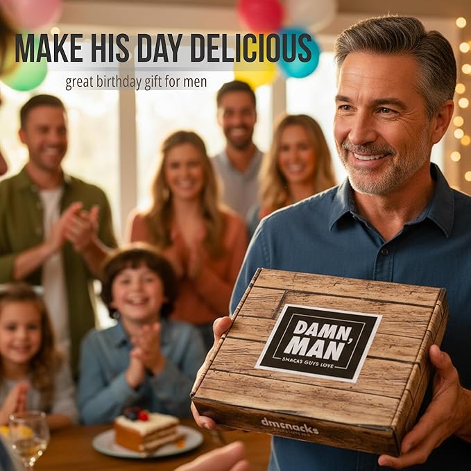 Gourmet Nut Gift Basket for Men – Birthday Gifts for Men with 6 Handcrafted Nut Varieties – Resealable Nut Snack Pouches – Gift Set for Dad, Husband, Boyfriend, Thank You, Holiday