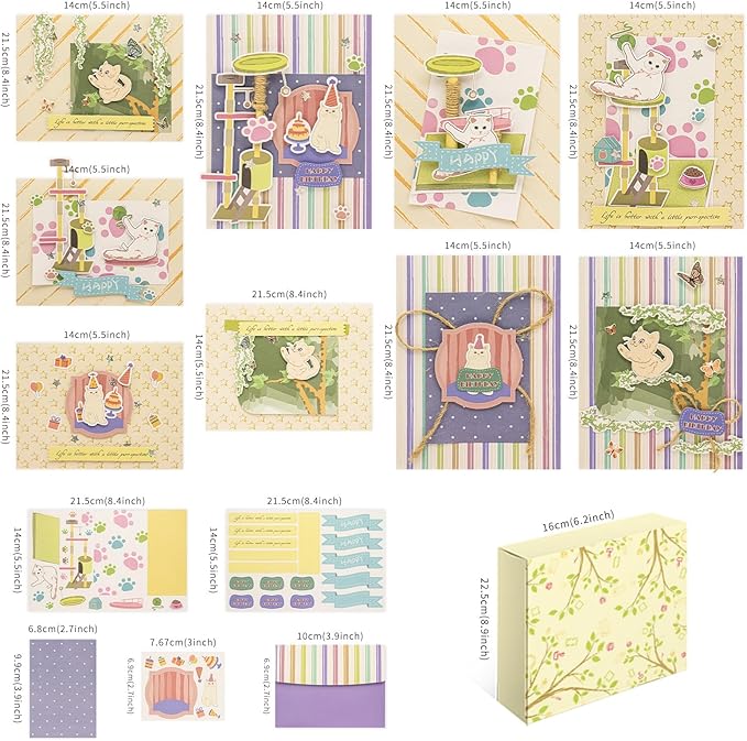 DIY Best Friend Card Kit 9 Sets- Minimalist Blank Greeting Cards to Decorate Your Own Way - Includes Cards, Envelopes & Ideas for a Creative Friendship Gift