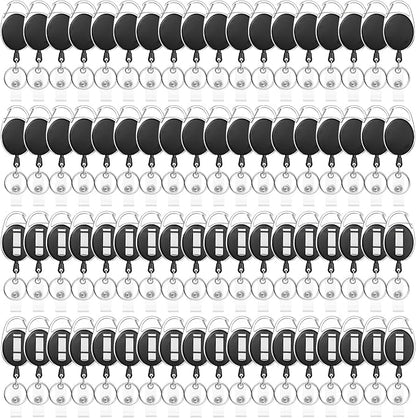 72 Pack Badge Reels Retractable Badge Holders with Clip Key Ring Liubeili Name ID Badge Clips Keychain for Nurse Doctor Employee Worker, Black