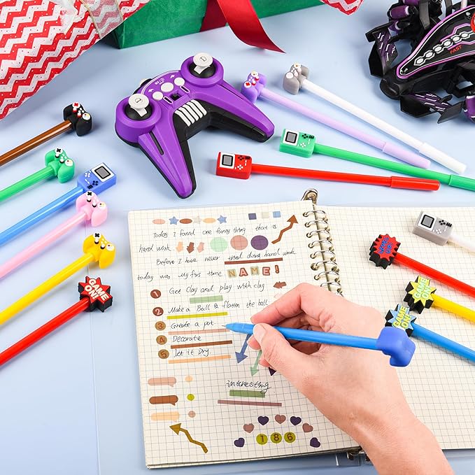 100 Pcs Video Game Cartoon Cute Fun Pens for Kids Kawaii Games Handle Level Up Games Console Shape Gel Black Ink Pen Cute Video Game Pens for School Office Home Student Kids Present