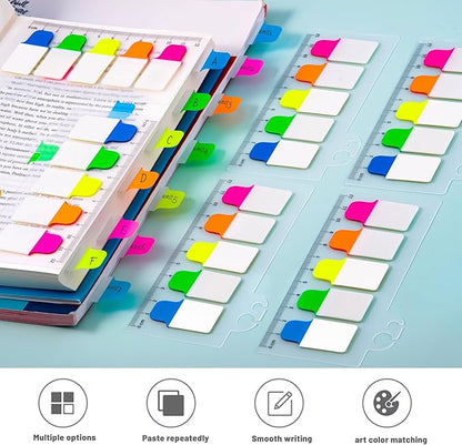 Golcellia Sticky Tabs - 600 Sheets Notebook Tabs - Sticky Flags, Index & Page Tabs - Durable Divider & Binder Tabs for Books & Bibles（6 Pcs, 5 - Color）