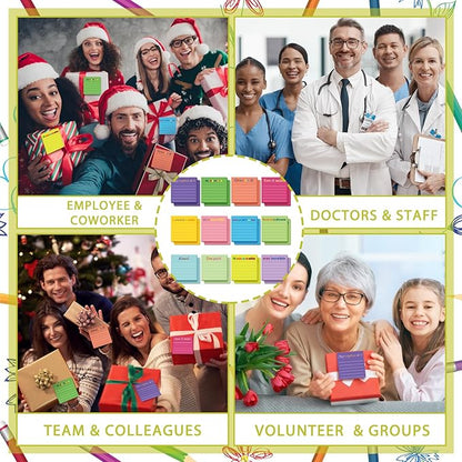 Yinder 24 Pcs Inspirational Sticky Notes Christmas Stocking Stuffers Motivational Sticky Notes Pad Employee Appreciation Gift Bulk for Teacher Nurse Coworker Office 3 x 3'' (Appreciation,Spanish)