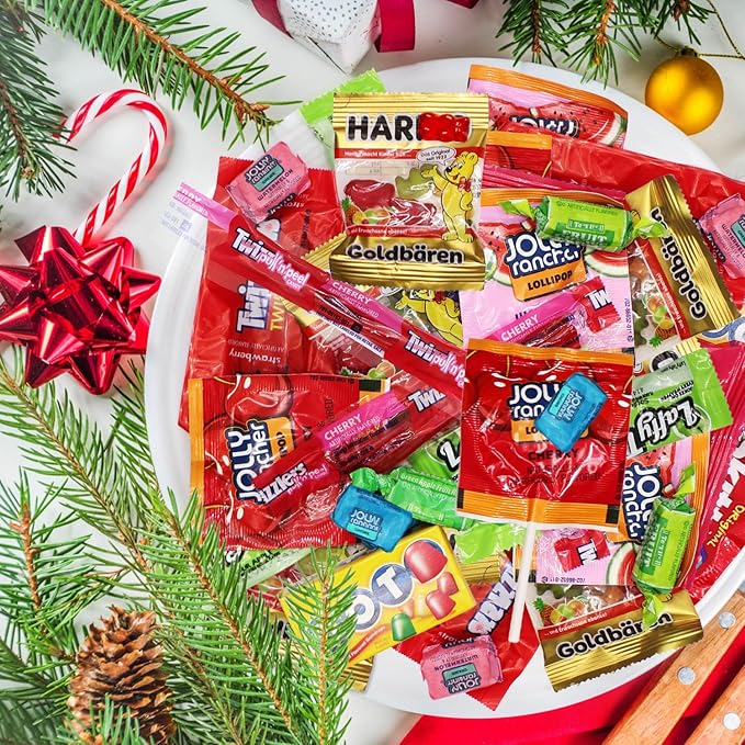 Bulk Christmas Candy Variety Pack 5 Pound - Individually Wrapped Assorted Candies for Stocking Stuffers, Holiday Parties, Pinata Fillers, Classroom, Office Bowls & Treats - Approx. 250 Pieces